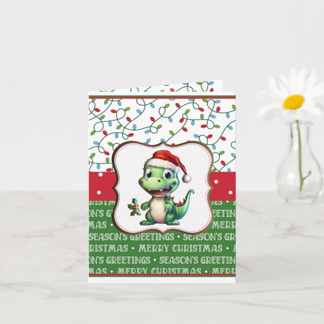 Jul T-Rex Hälsning Kort (Liten växt)