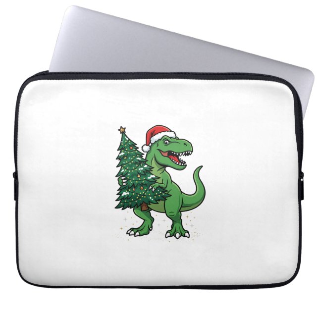 Jul-T-Rex som bär julgran Laptop Fodral (Framsidan)