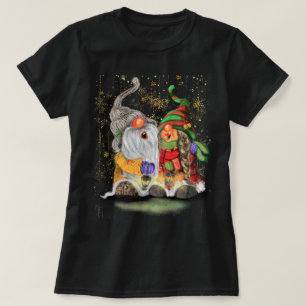 Jul T-Shirt Gift Lycklig Singing Couple Gnomes