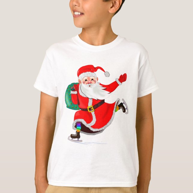 Jul T-Shirt Gift med Santa (Framsida)