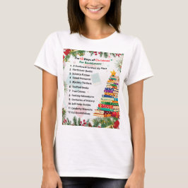 Jul-T-shirt med de 12 dagarna jul | Litterär prese T Shirt