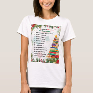 Jul-T-shirt med de 12 dagarna jul Litterär prese T Shirt