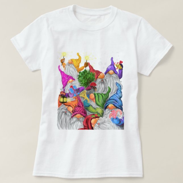 Jul T-Shirt med Glad Tomtefest (Design framsida)