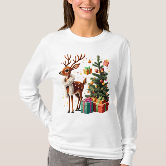 Jul T-shirt med Reindeer (Framsida)