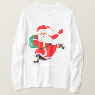 Jul T-Shirt Santa med Gift