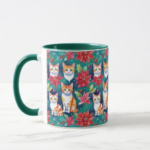 Jul Tabby katt med Poinsettias Mugg