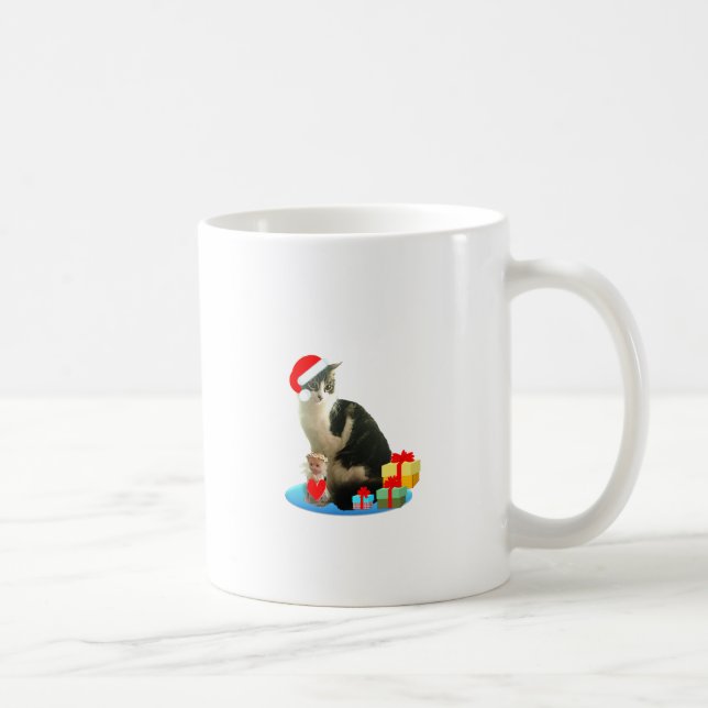 Jul tabby katt och söt liten ängel kaffemugg (Höger)