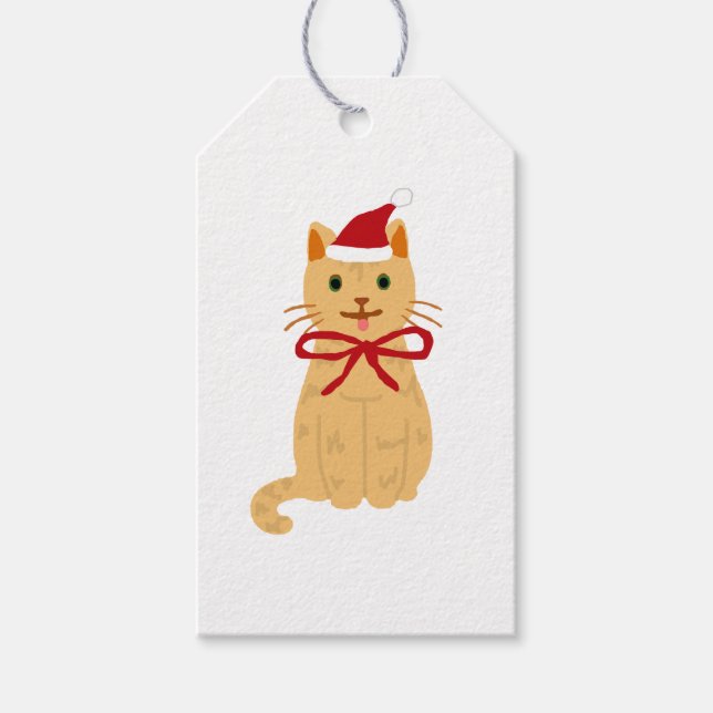 Jul Tabby katt Painting Illustration Gift-Märkre Presentetikett (Framsidan)