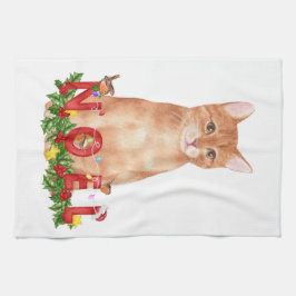 Jul Tabby katt Watercolor Kökshandduk