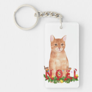 Jul Tabby katt Watercolor Nyckelring
