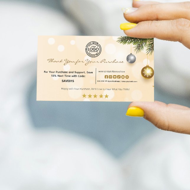 Jul-Tack för ditt köp med Logotyp Visitkort (Christmas Thank You for customer your logo here small business)