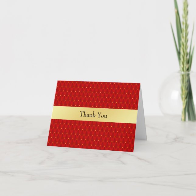 Jul tack Röda och Guld Träd Kort (Framsida)