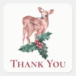 Jul Tack Winter Wedding Reindeer Hjort Fyrkantigt Klistermärke