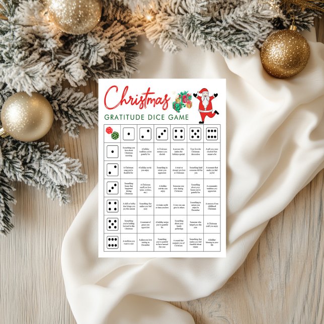 Jul Tacksamhets Tärningsspel | Högtidlig Tacksamhe (Christmas Gratitude Dice Game | Holiday Gratitude)