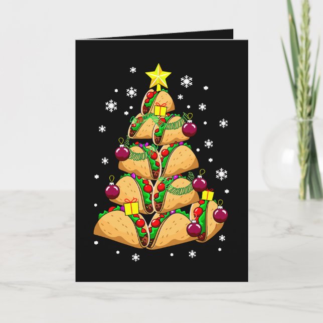 Jul Taco Träd Prydnader Snö Holiday Xmas Kort (Framsida)