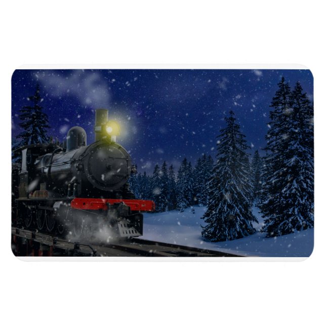 Jul Tåg i snö Magnet (Horisontell)