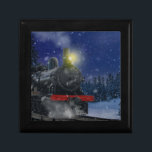 Jul Tåg i snö Minnesask<br><div class="desc">Jul tåg på natten genom en snöskog. 100 % Anpassade. Klicka på knappen CUSTOMIZE om du vill lägga till, flytta, ta bort, ändra storlek på eller ändra något av typsnitten eller bilderna.</div>