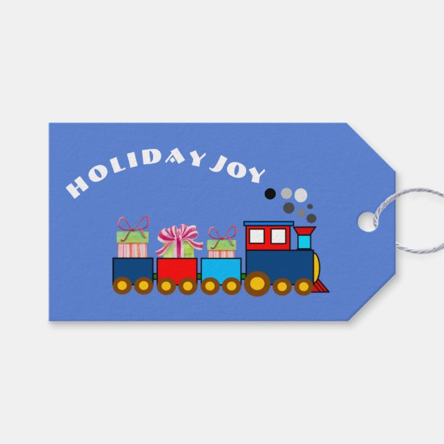 Jul-Tåg Med Julklappar Presentetikett (Framsidan (Horisontell))