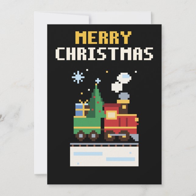 Jul Tåg Pixel Art Julkort (Framsida)