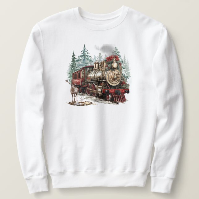 Jul Tåg Tröja Lång Ärmad Tröja (Design framsida)
