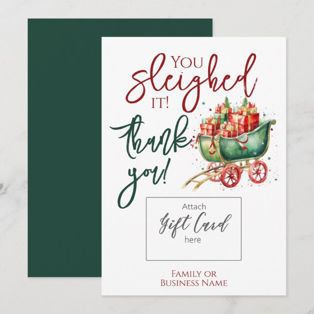 Jul Tak Sleigh Presentkortshållare Julkort (Fram/baksida)