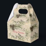 Jul Tallkottar Snöflingor Fåglar Presentaskar<br><div class="desc">Underbara små förvaringsaskar med vintageutseende. Det finns svarthättade mesar, kottar, snöflingor och tallgrenar med plats för din text. Ändra texten så att den passar din tillställning. Julen är en tid då alla gillar att dela med sig av sina hemmagjorda godsaker. Perfekt för kakor, fudge eller vad din favoritgodis än må...</div>