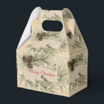 Jul Tallkottar Snöflingor Fåglar Presentaskar<br><div class="desc">Underbara små förvaringsaskar med vintageutseende. Det finns svarthättade mesar, kottar, snöflingor och tallgrenar med plats för din text. Ändra texten så att den passar din tillställning. Julen är en tid då alla gillar att dela med sig av sina hemmagjorda godsaker. Perfekt för kakor, fudge eller vad din favoritgodis än må...</div>