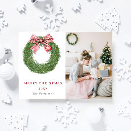 Jul Tallkronad Krans Ränder Röd Slinga Foto Jul Helg Vykort