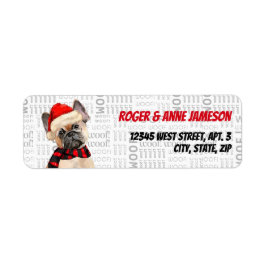 Jul Tan Frenchie Hund i Scarf Returadress Etikett