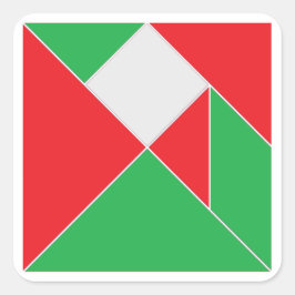 Jul Tangram Puzzle Stickers Fyrkantigt Klistermärke