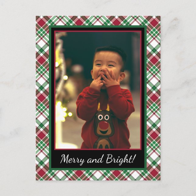 Jul Tartan eller Play Merry & Bright Photo Helg Vykort (Framsida)