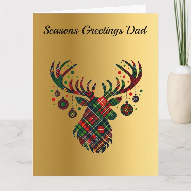 Jul Tartan Hjort Anpassad Kort (Framsida)