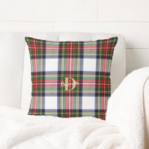 jul Tartan Monogram Namn Helgdag Mönster