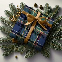 Jul Tartan Navy Blue Grönt ID1141B Presentpapper