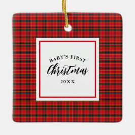 Jul Tartan Play Baby Första julen Julgransprydnad Keramik