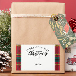 Jul Tartan Play Family Namn Gift Rektangulärt Klistermärke