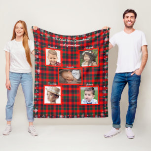 Jul, Tartan Play, Snöflingor, familjefoton Fleecefilt