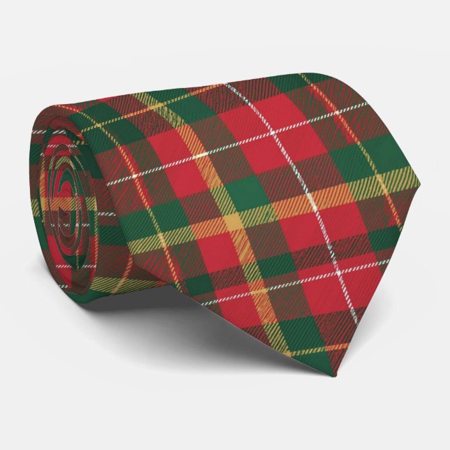 Jul Tartan Röd och Grön  Slips (Rullad)