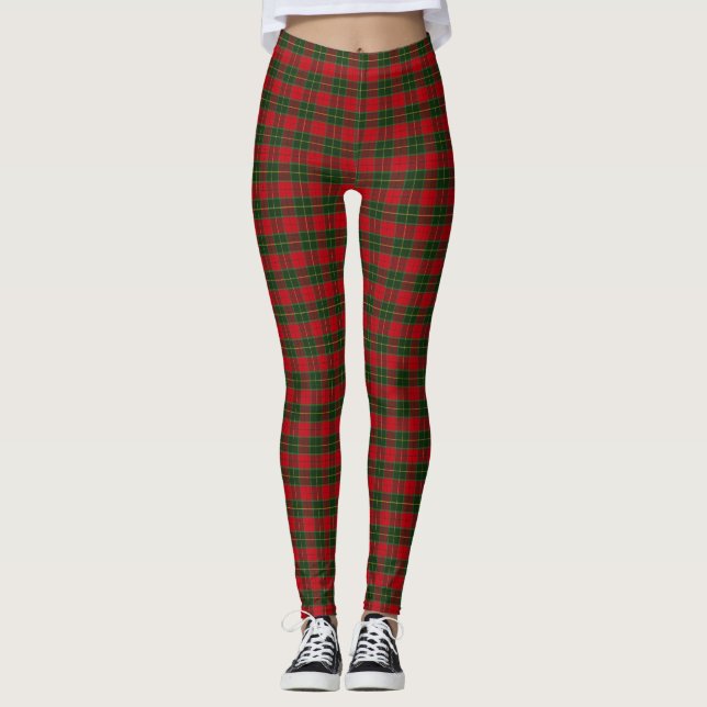 Jul Tartan Scottish Play Red Grönt Leggings (Framsida)