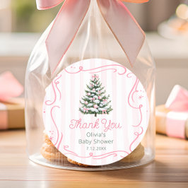 Jul Te Pink Vinter Baby Shower Tack Runt Klistermärke