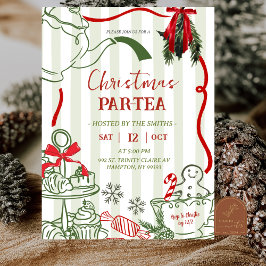 Jul Tea Party Klotter Handritad Inbjudningar