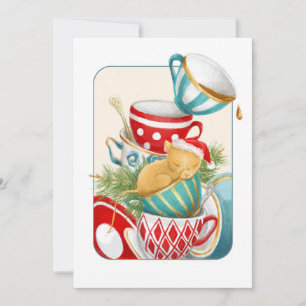 Jul Tea Party och Dormus i tekopp Julkort