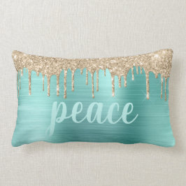 Jul Teal Glitter Drives Metallic Typography L Lumbarkudde