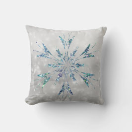 Jul Teal Snowflake Gnistra Silver Kudde