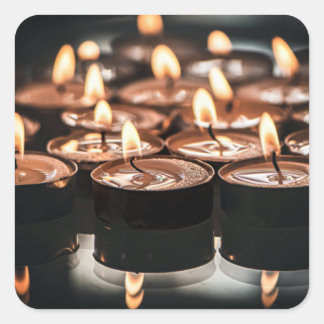 Jul Tealight Candlelight Fyrkantigt Klistermärke