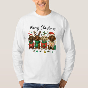 Jul Teckel Hundar   Söt Holiday Wiener Dog T Shirt