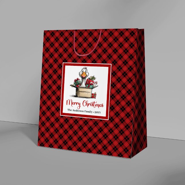 Jul Tecknad Gås Humor Leka Presentpåsar (Christmas Cartoon Goose Humor Playful Gift Bags)
