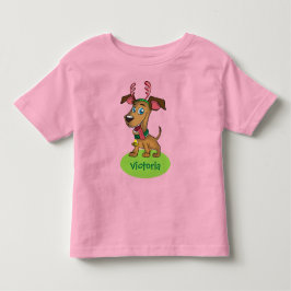Jul tecknad hund med barnets namn t shirt