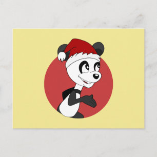 Jul tecknad kort med söt panda björn vykort