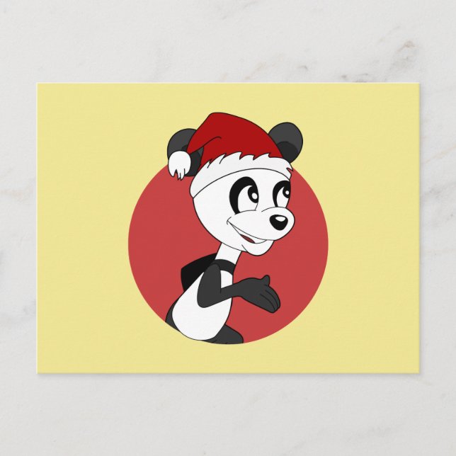 Jul tecknad kort med söt panda björn vykort (Framsida)